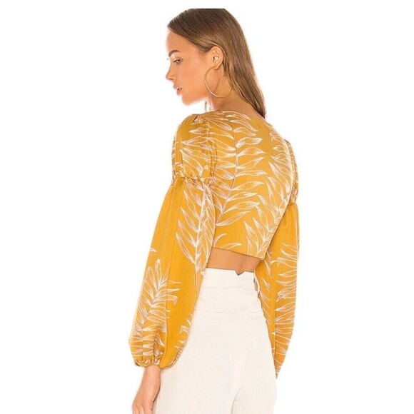 Camila Coelho Revolve Marcia Top Size Xsmall Long Sleeve Blouse Yellow $148 - Picture 2 of 13